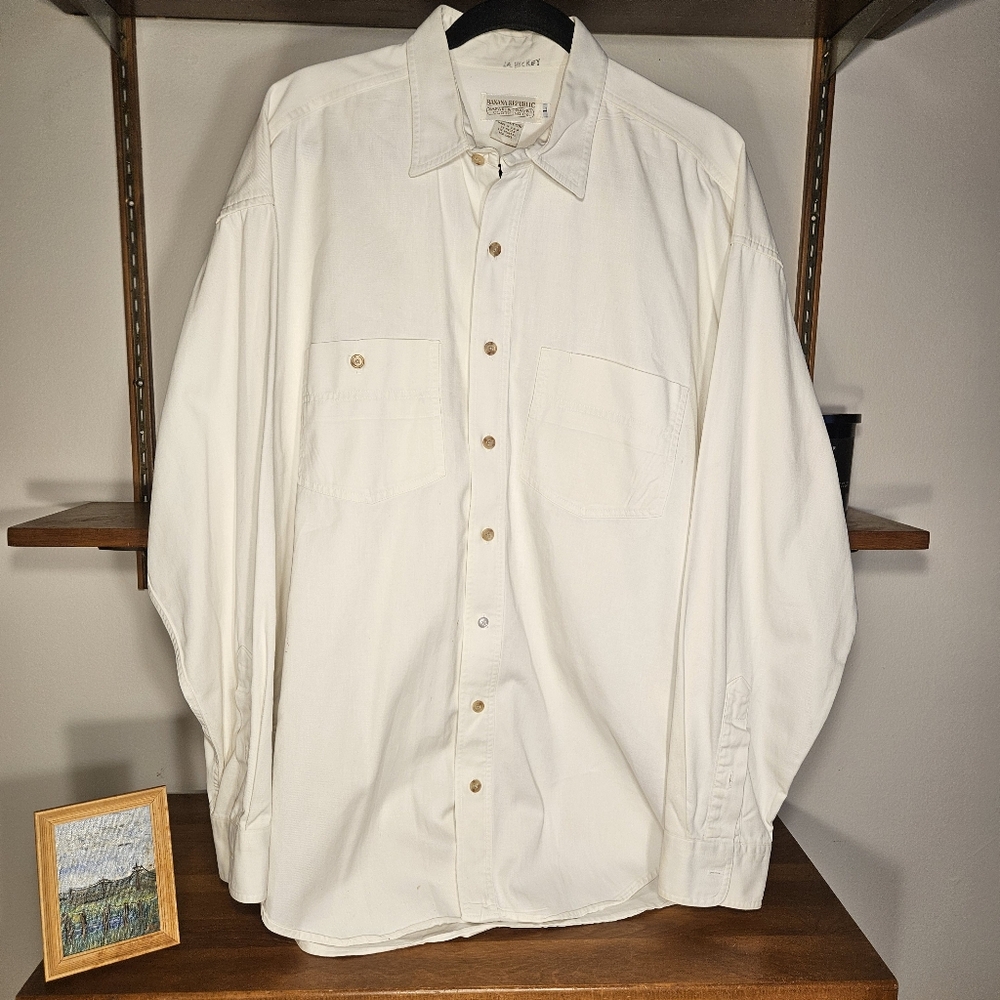 Banana Republic Vintage Made in USA Thick Cotton White Overshirt